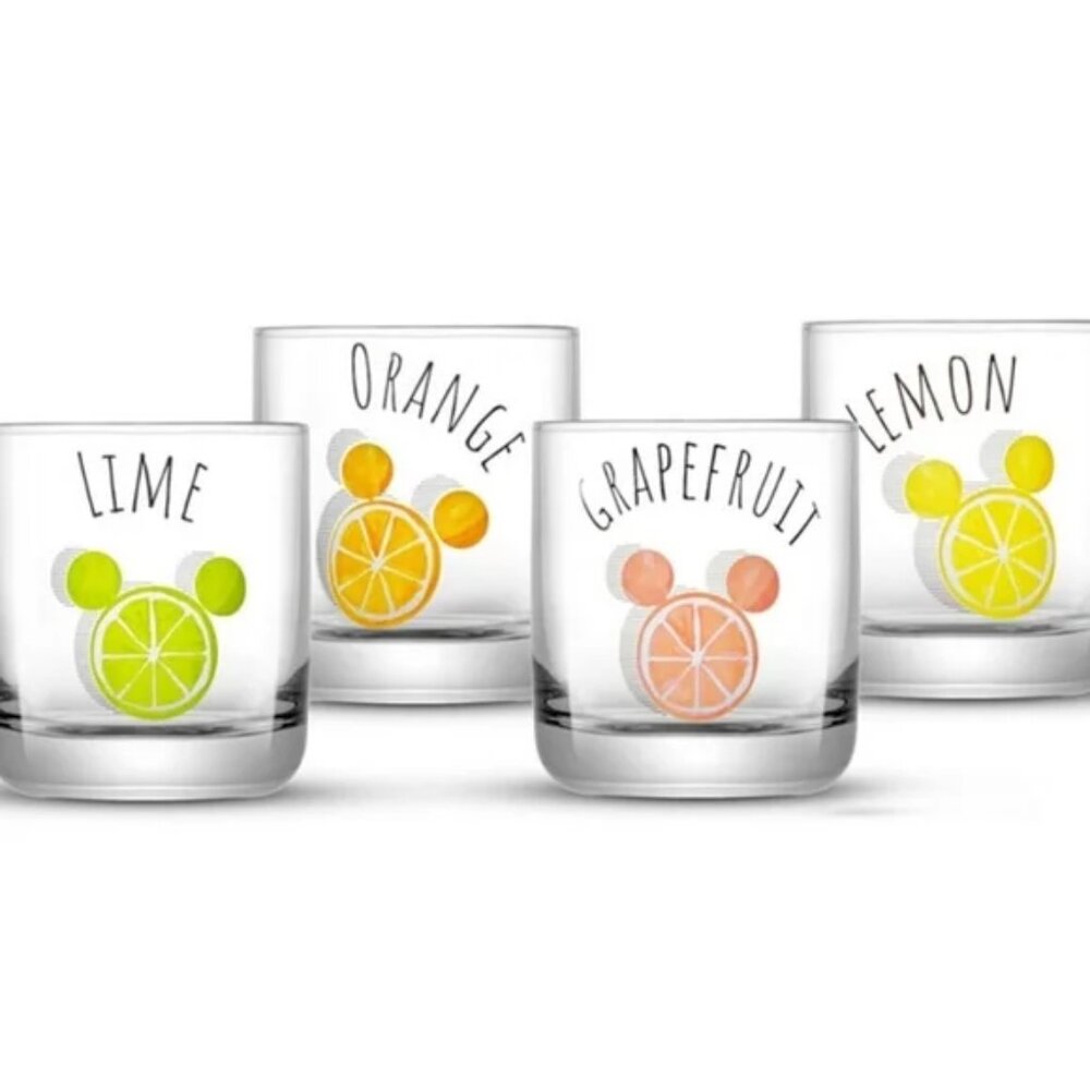 NEW Joyjolt Disney Mickey Mouse Citrus Glasses ~ Set Of 4 10 Oz Drinking Glasses - Picture 3 of 13
